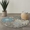 Homeroots 4 ft. Round Charcoal & Blue Big Flower Area Rug 385413 - alternate 2